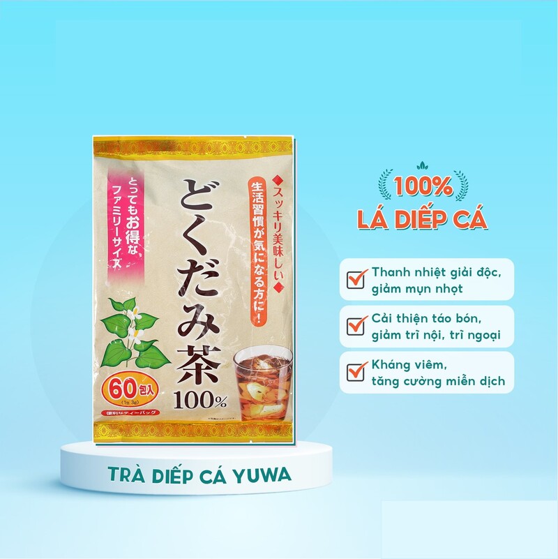 Trà diếp cá Yuwa thanh lọc cơ thể, giúp da mịn màng gói 60 túi lọc