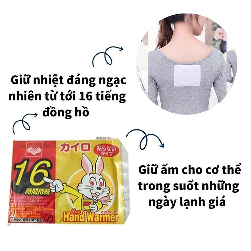 Miếng giữ nhiệt Kairo giữ ấm 16 tiếng (10 miếng)