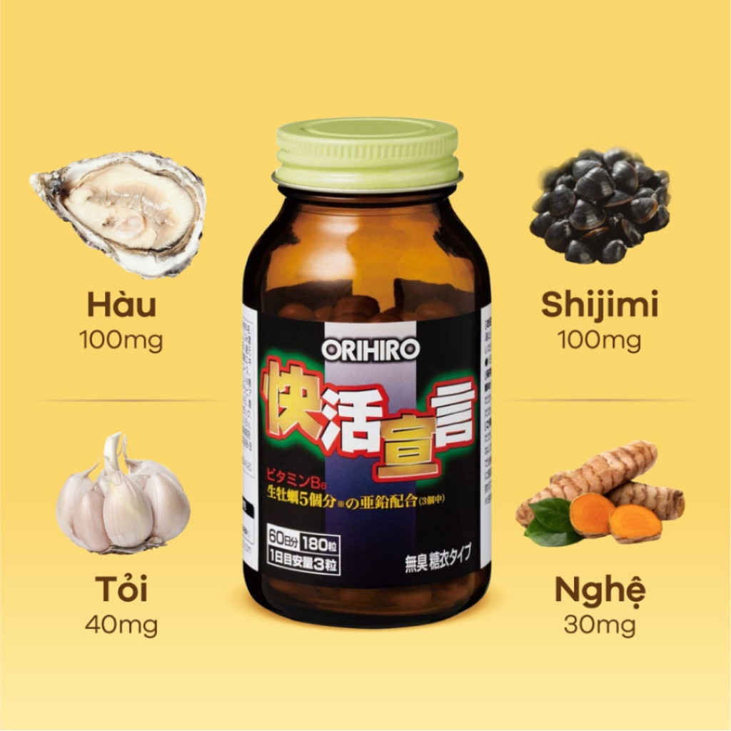 Viên uống Orihiro chiết xuất hàu nghệ, bổ thận, tăng cường sinh lí 180 viên