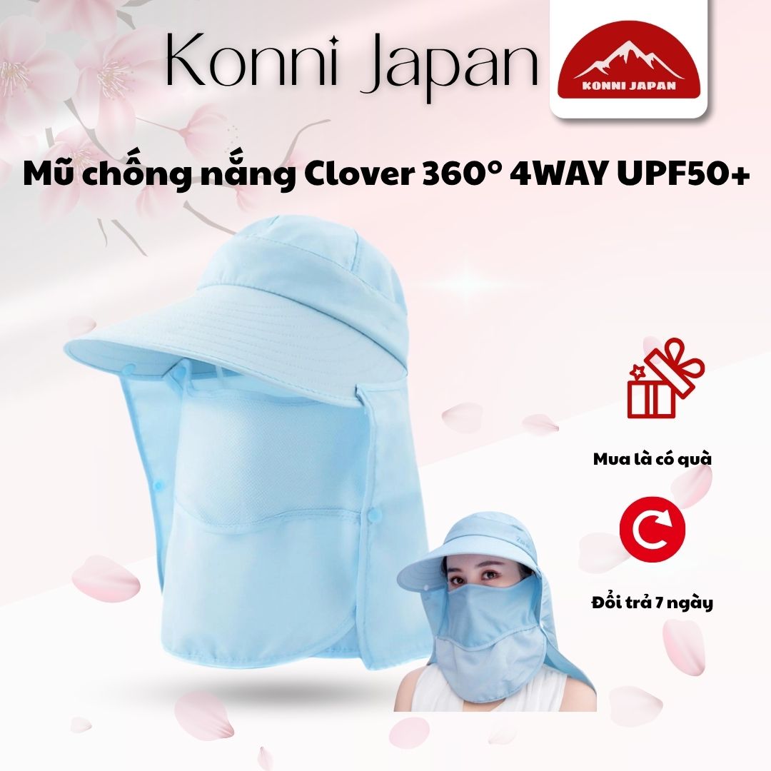 Mũ chống nắng Clover 360° 4WAY UPF50+ (xanh nhạt)