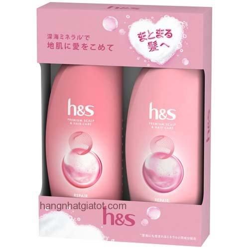 Dầu gội xả HS Premium Scalp & Hair Care 370ml Hồng - Tóc xơ rối, hư tổn