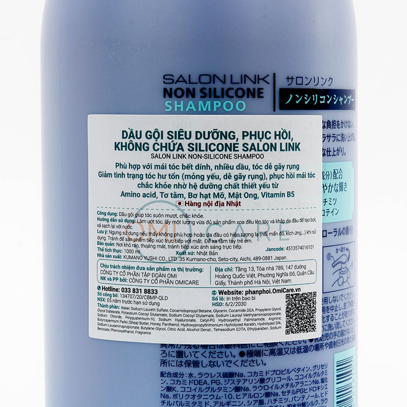 Dầu gội Salonlink Non-Silicon siêu dưỡng 1000ml