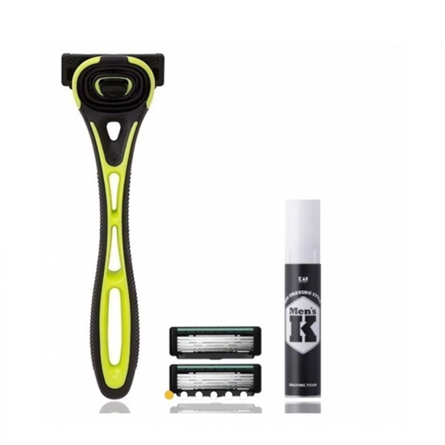 Set dao cạo 5 lưỡi kép KAI (1 thân, 2 lưỡi, 1 hộp kem cạo)