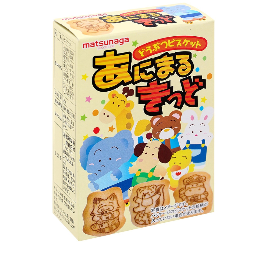 Bánh quy ăn dặm hình thú Matsunaga 25g cho bé từ 9 tháng tuổi