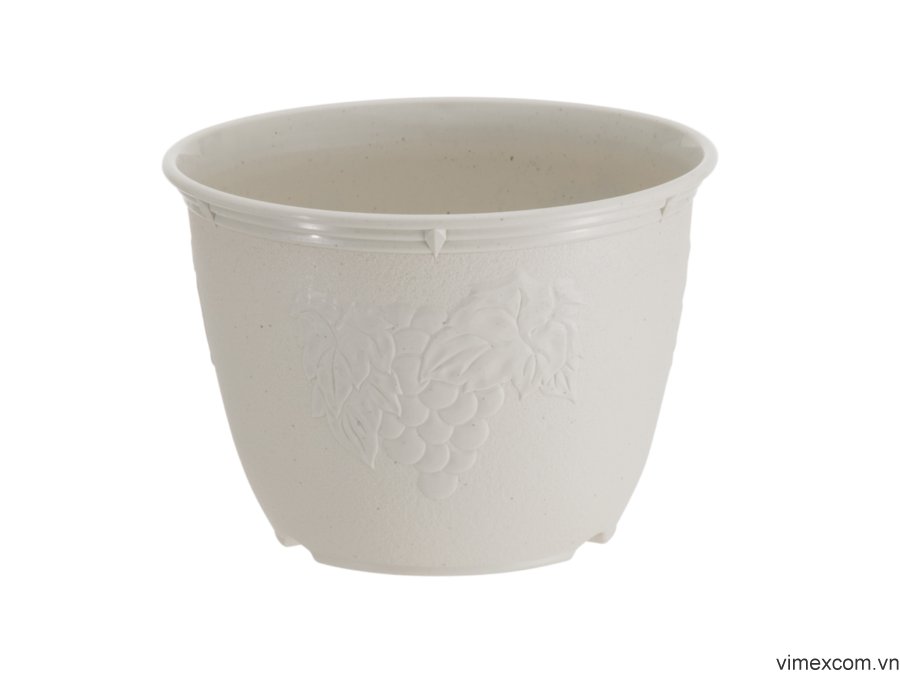 Chậu trồng cây, hoa Yamada 24cm -trắng