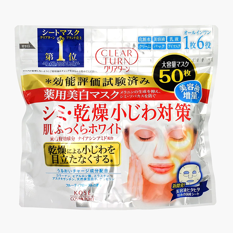 Mặt nạ Kose Clear Turn dưỡng trắng da 50 miếng