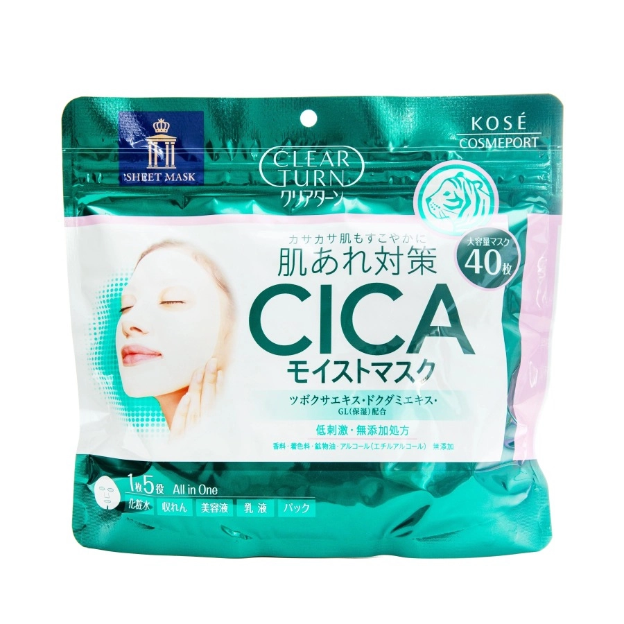 Mặt nạ Kose Cica Clear Turn dưỡng ẩm, làm dịu da 40 miếng