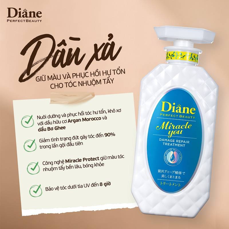 Dầu xả giữ màu tóc nhuộm tẩy Diane Miracle You Damage Repair