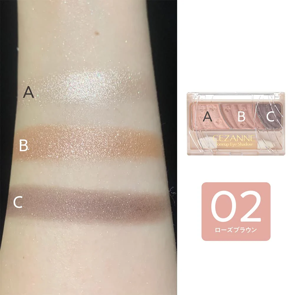 Phấn mắt Cezanne 3 ô màu nâng tông 2.7g (04 màu) (02 - Rose Brown)