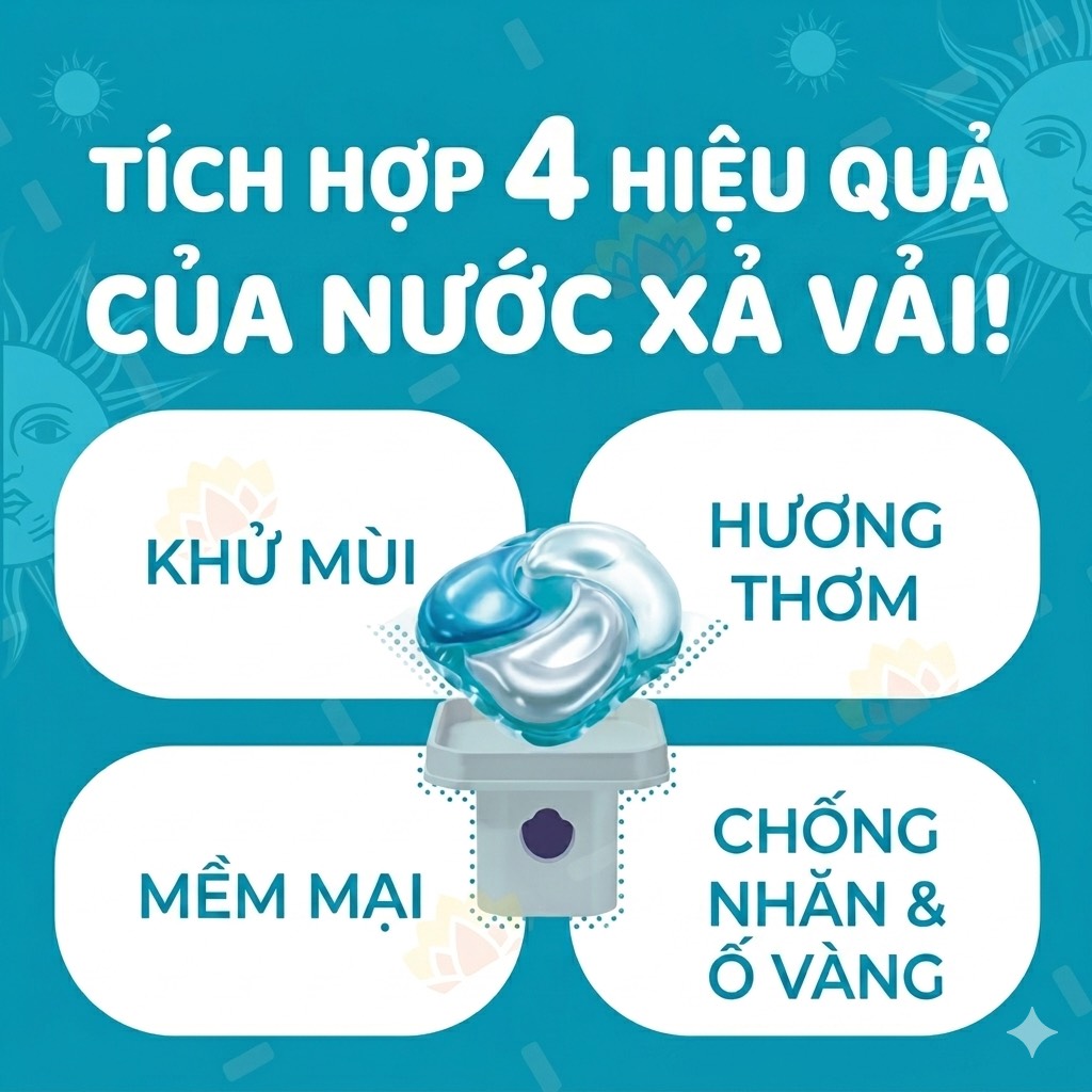Viên giặt 4D xanh P&G Bold Gel Ball Sun & Fresh Soap 28 viên