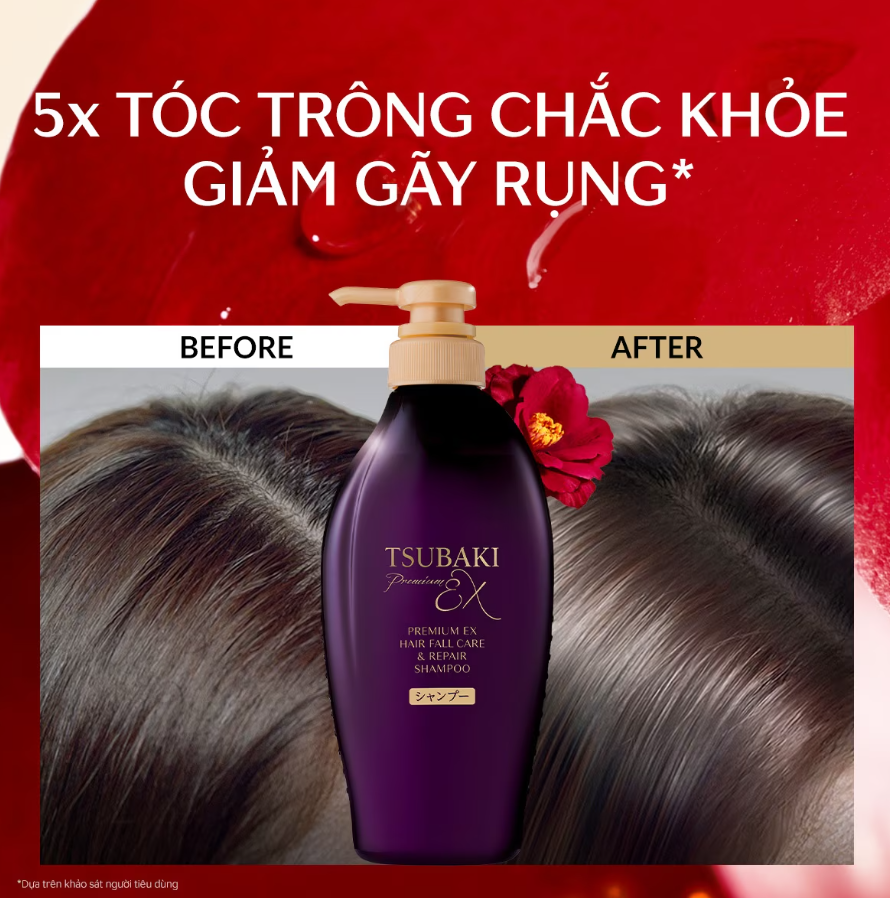 Dầu gội Tsubaki phục hồi hư tổn và ngăn ngừa gãy rụng 450ml màu tím