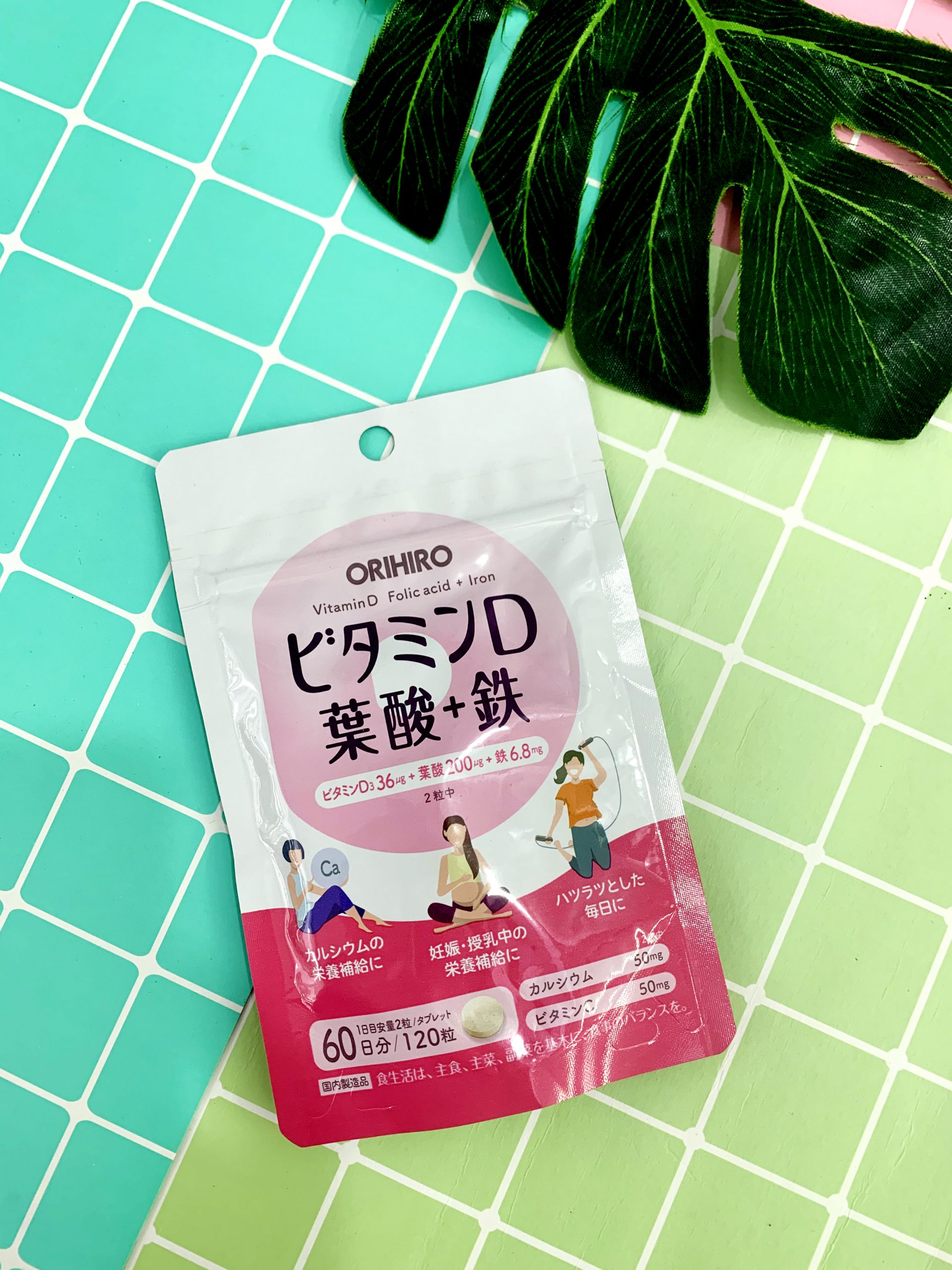 Viên uống bổ sung vitamin D axit folic sắt Orihiro 120 viên