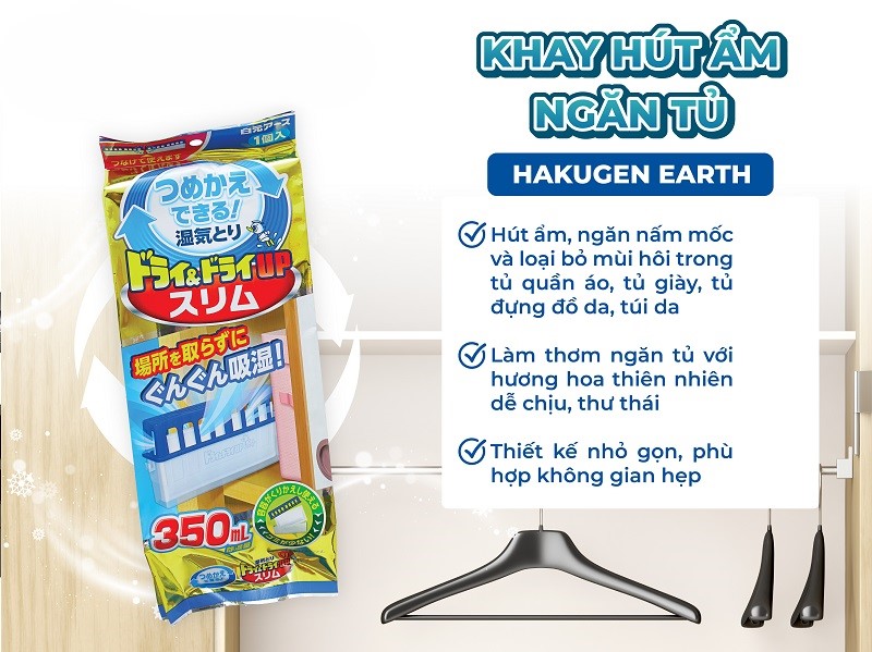 Khay hút ẩm ngăn tủ Asu Hakugen Earth 350ml