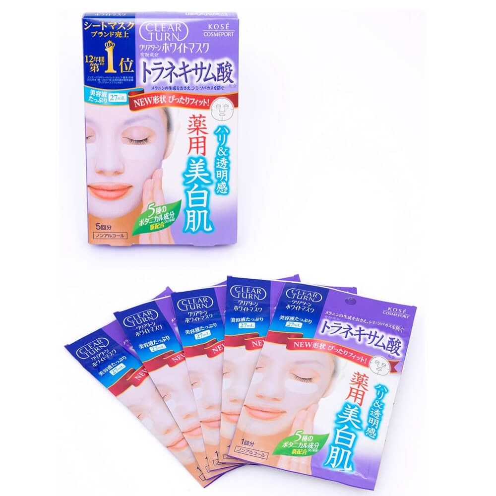 Mặt nạ Kose Clear Turn dưỡng ẩm trắng da 5 miếng (3 loại) (Tranexamic acid)