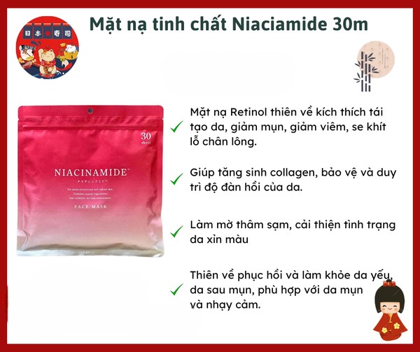 Mặt nạ Niacinamide Face Mask căng bóng, se khít lỗ chân lông và sáng đều màu da