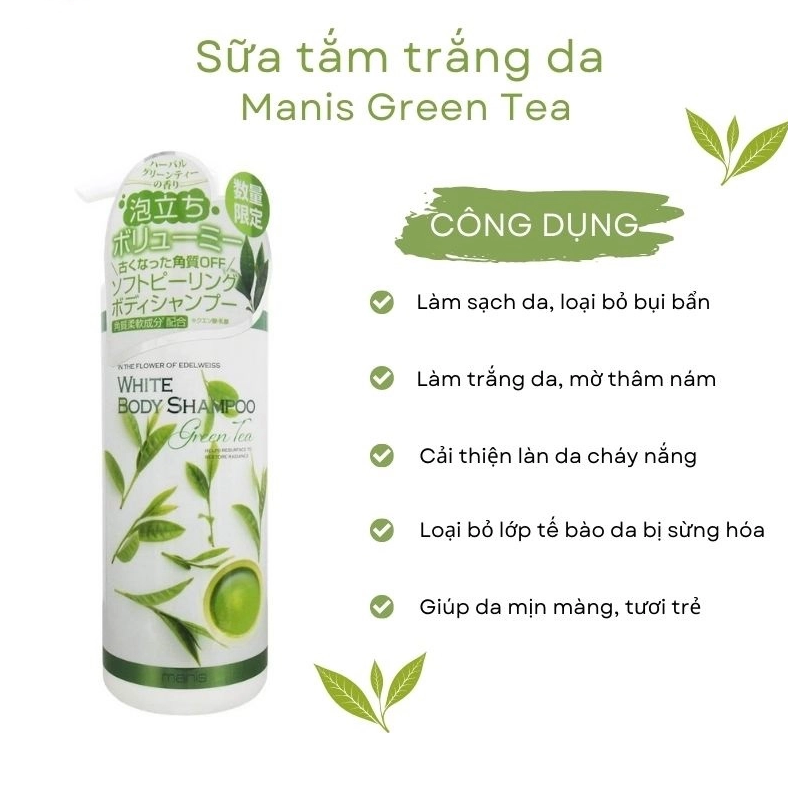 Sữa tắm Manis White Body Shampoo trắng da (Mùi hương trà xanh)
