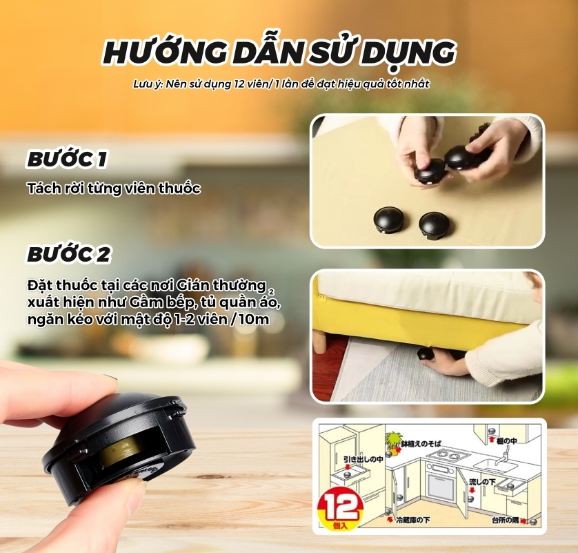 Viên diệt gián sinh học Earthchem Nhật Bản 12 viên