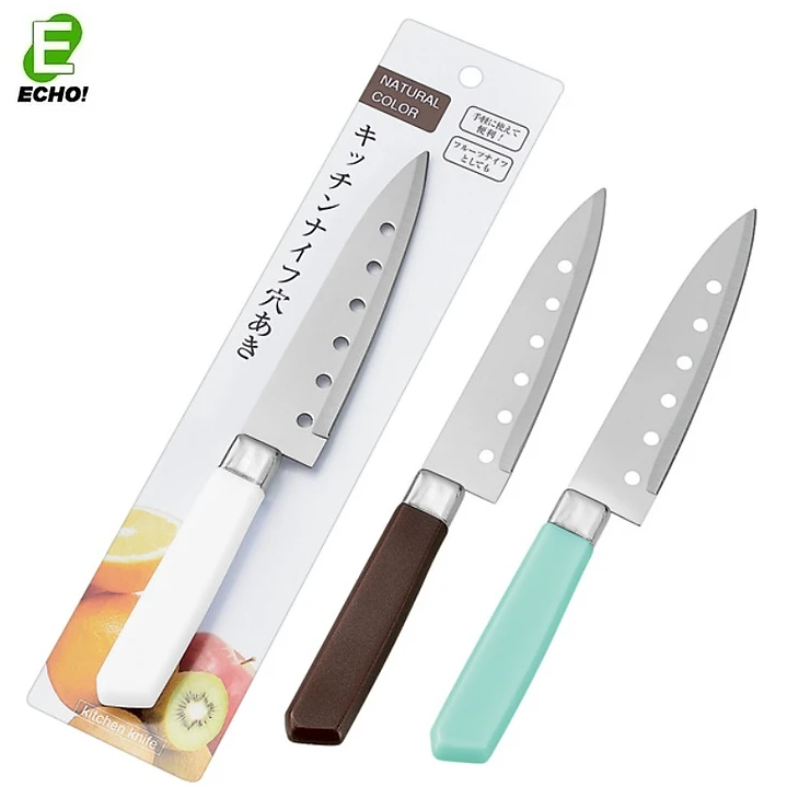 Dao gọt trái cây đục lỗ Echo 22.5cm - |Xanh|Trắng|Nâu|