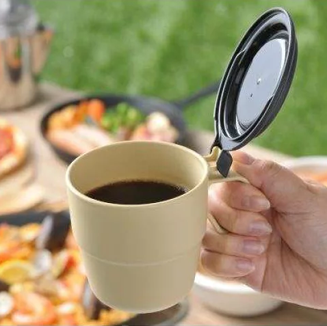 Cốc uống nước có nắp Inomata 360ml - Màu be