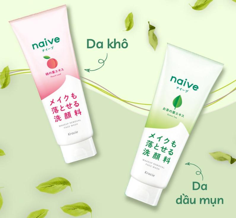 Sữa rửa mặt Kracie Naive chiết xuất trà xanh cho da dầu, mụn 130g