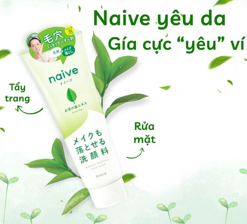 Sữa rửa mặt Kracie Naive chiết xuất trà xanh cho da dầu, mụn 130g