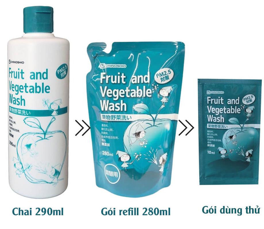 Nước rửa rau củ quả Chinoshio gói 280ml