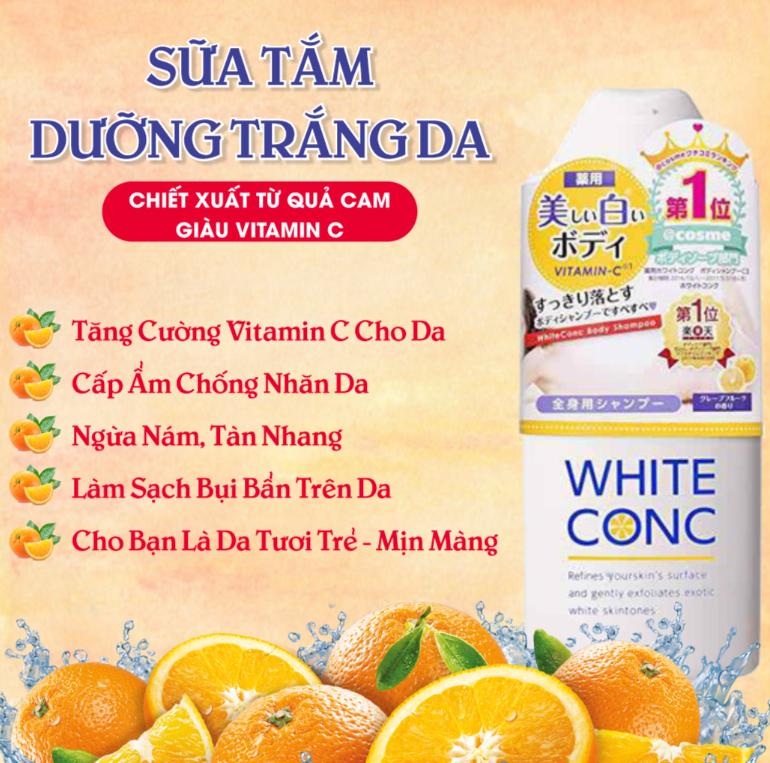 Sữa tắm trắng da toàn thân White Conc C2 Yuyu 360ml (Bản giới hạn)