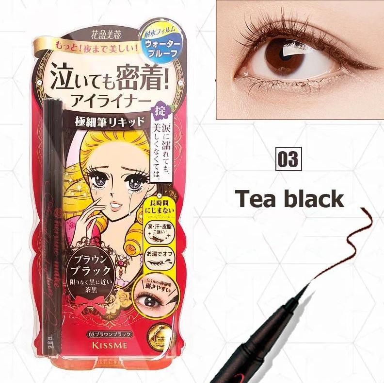 Bút dạ kẻ mắt Kissme chống trôi, chống lem, siêu mảnh 0.1mm màu nâu đen