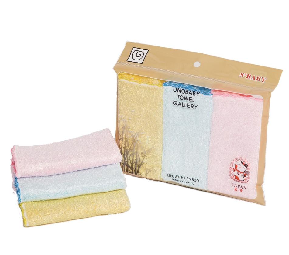 Set 3 khăn mặt sợi tre S'Baby Unobaby 25x25 cm