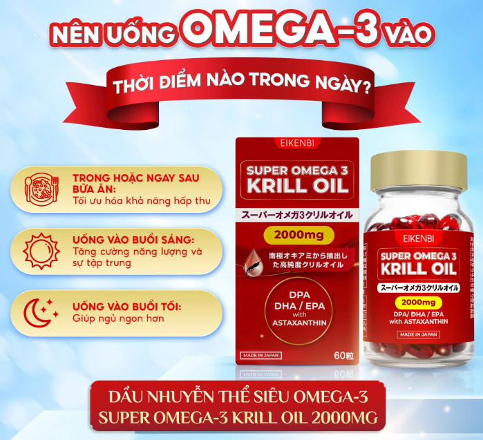 Viên uống dầu nhuyễn thể Super Omega 3 Krill Oil 2000mg Eikenbi 60 viên