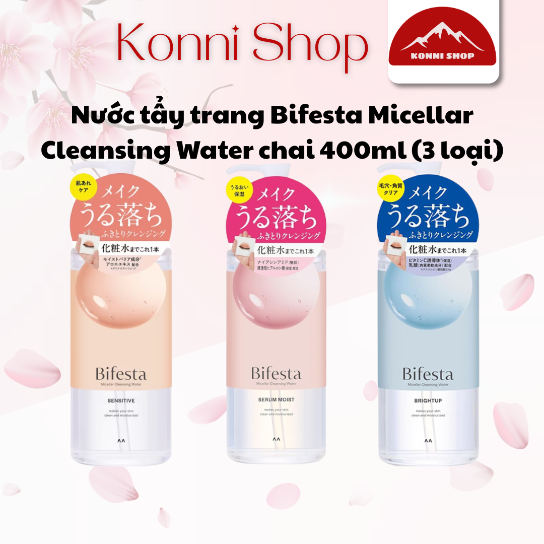 Nước tẩy trang Bifesta Micellar Cleansing Water chai 400ml (3 loại) (Da nhạy cảm)