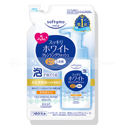 SỮA RỬA MẶT & TẨY TRANG TẠO BỌT DƯỠNG TRẮNG SOFTYMO TÚI REFILL 180 ML