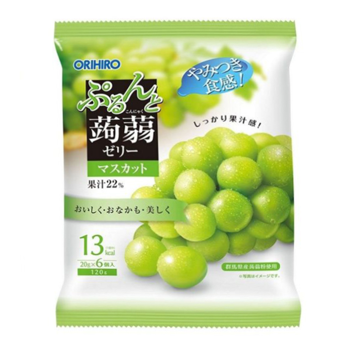 Thạch Orihiro hoa quả 6 chiếc x 20g (nhiều vị) (Vị nho xanh 120g)