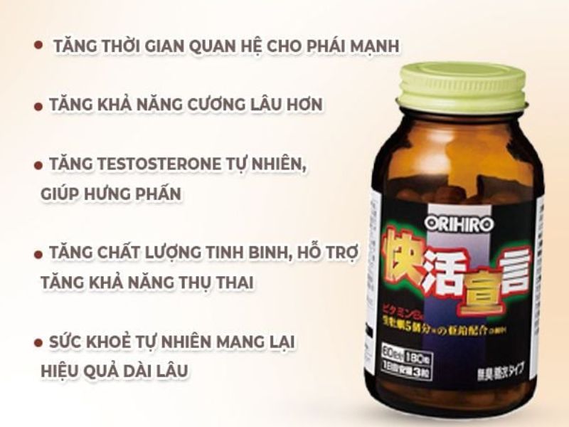 Viên uống Orihiro chiết xuất hàu nghệ, bổ thận, tăng cường sinh lí 180 viên