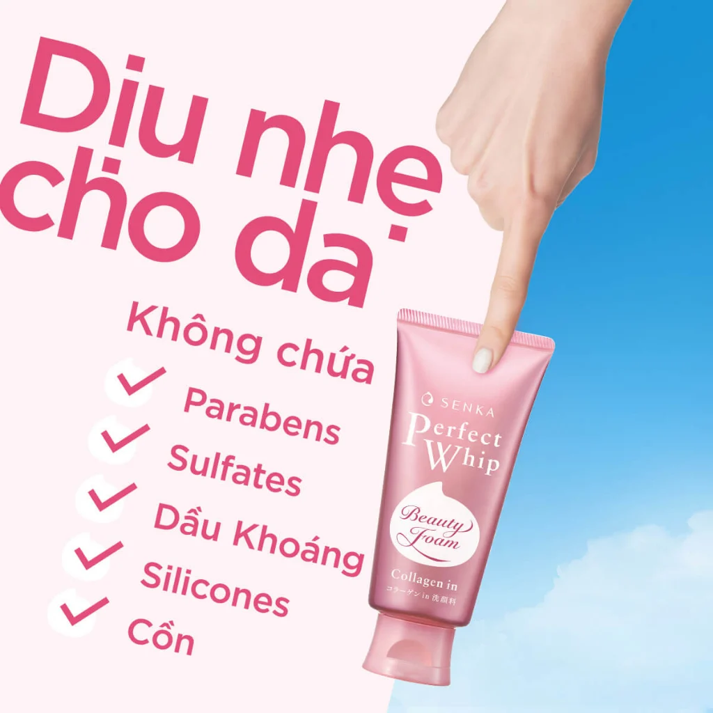Sữa rửa mặt Collagen Senka Perfect Whip 120g (hồng mới)