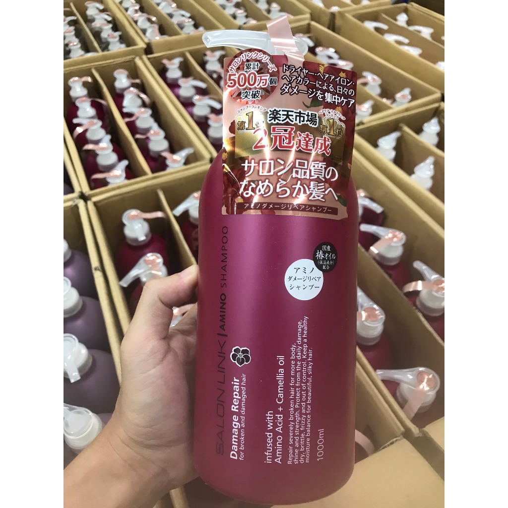 Dầu gội phục hồi tóc hư tổn chiết xuất hoa trà Salonlink amino 1000ml