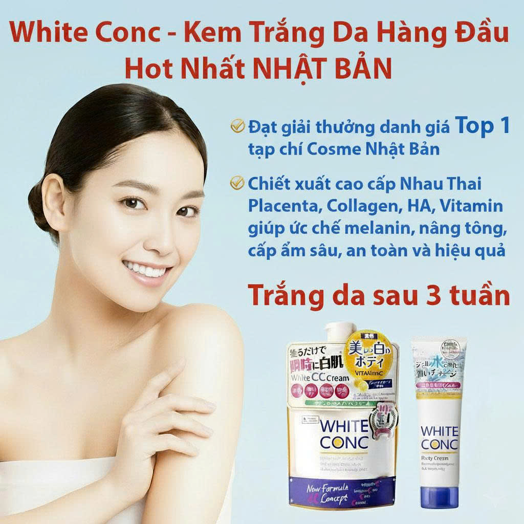 Kem dưỡng thể White Conc Watery Cream dưỡng trắng da dành cho ban đêm tuýp 90g