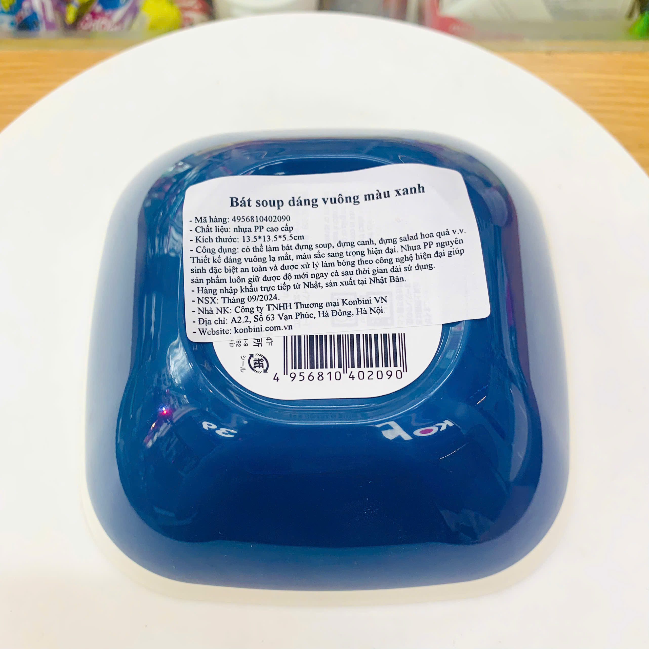 Bát soup dáng vuông màu xanh, size 13.5cm Kokubo