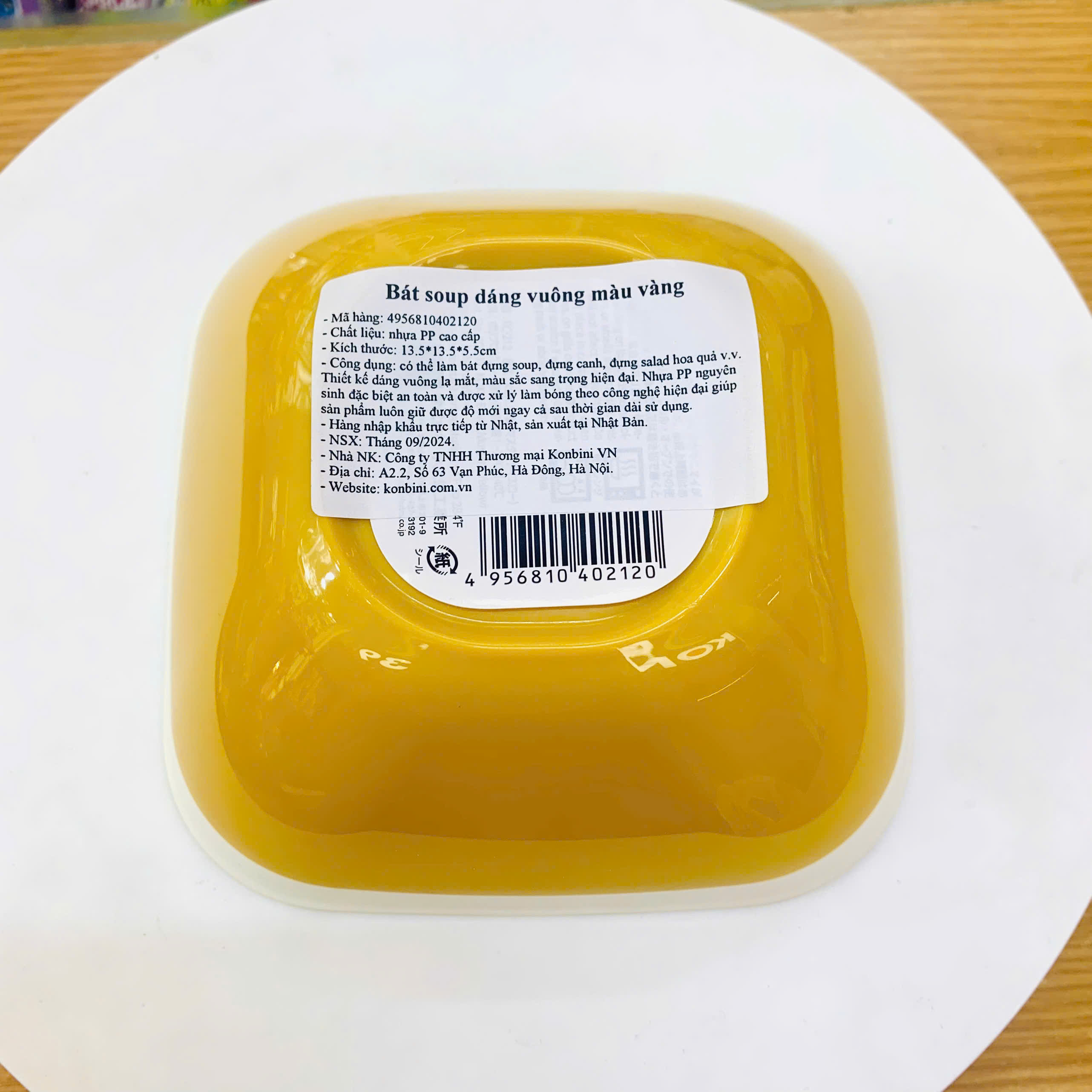 Bát soup dáng vuông màu vàng, size 13.5cm Kokubo