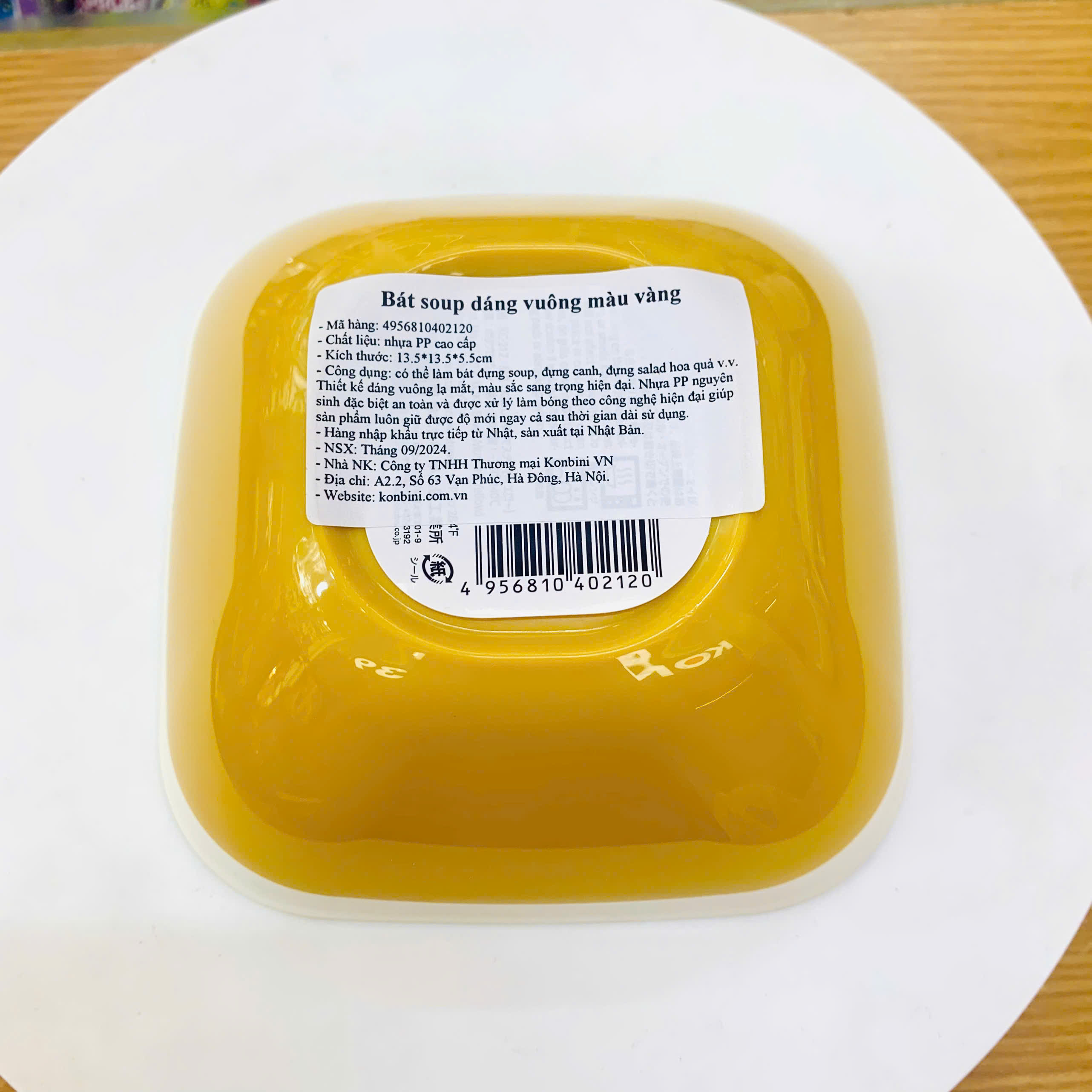 Bát soup dáng vuông màu vàng, size 13.5cm Kokubo