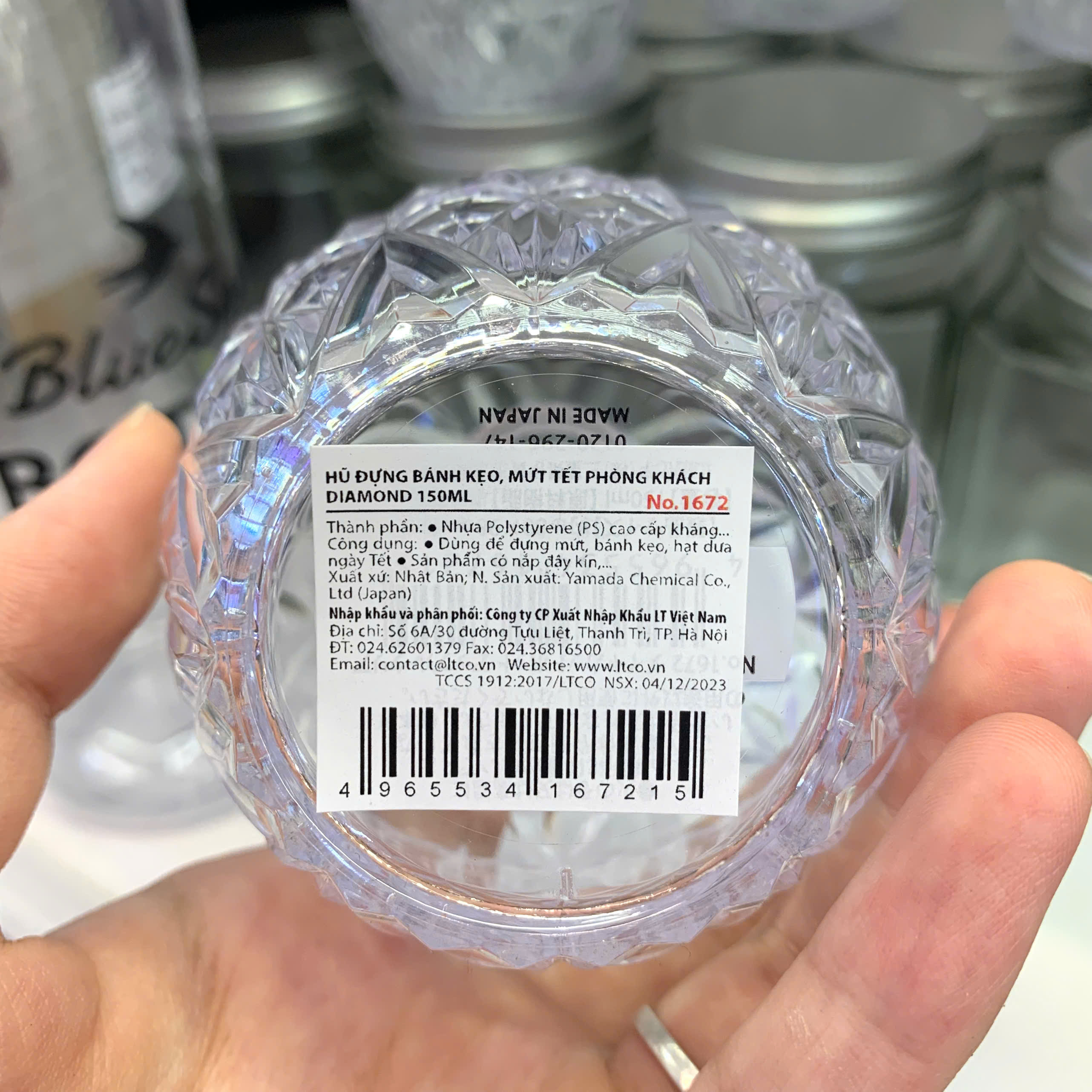 Hũ đựng bánh kẹo, mứt tết phòng khách Diamond 150ml