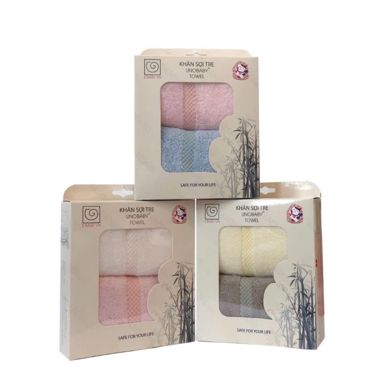 Set 2 khăn mặt sợi tre S'Baby Unobaby 28x50 cm