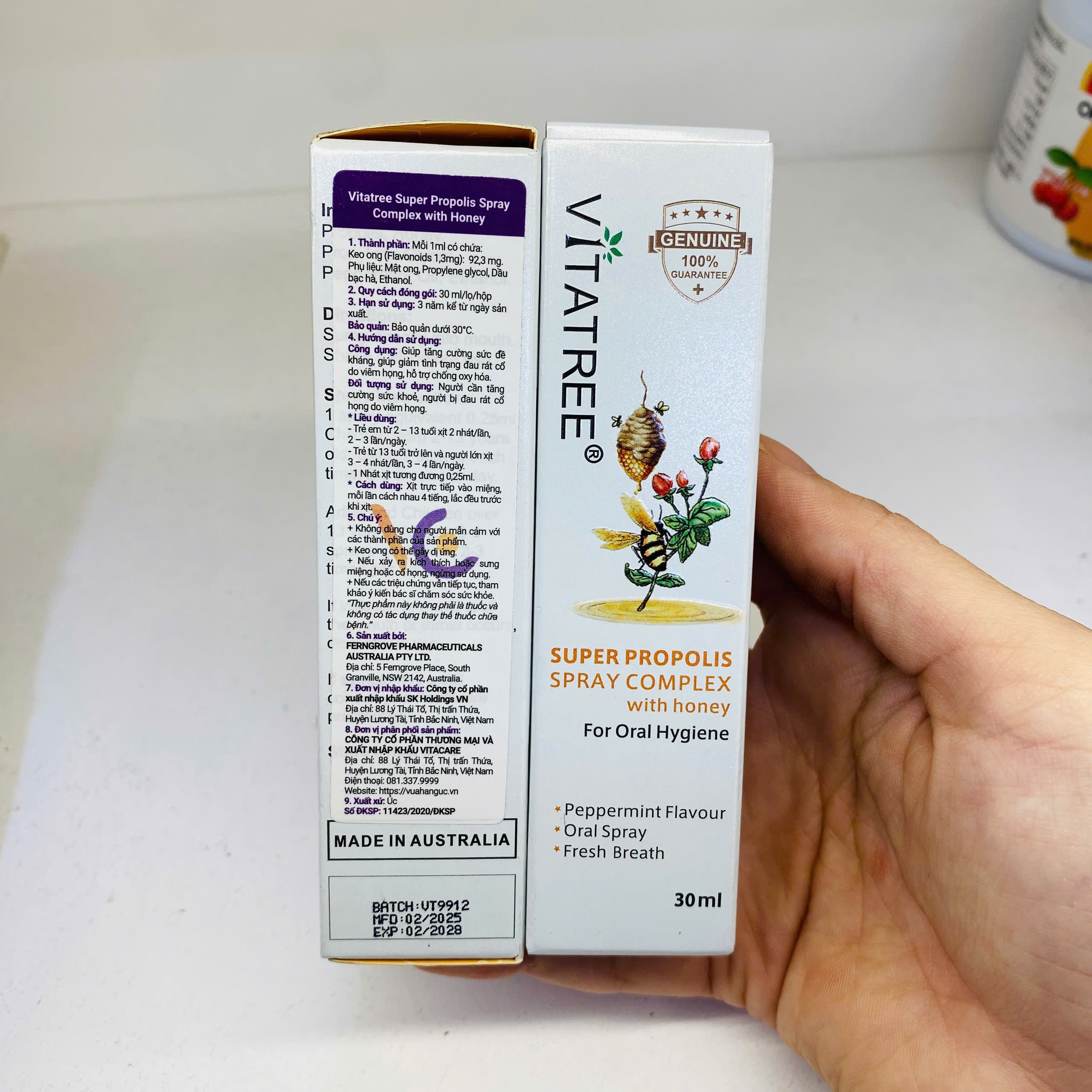 Xịt ho keo ong Vitatree Úc giảm ho, đau họng 30ml