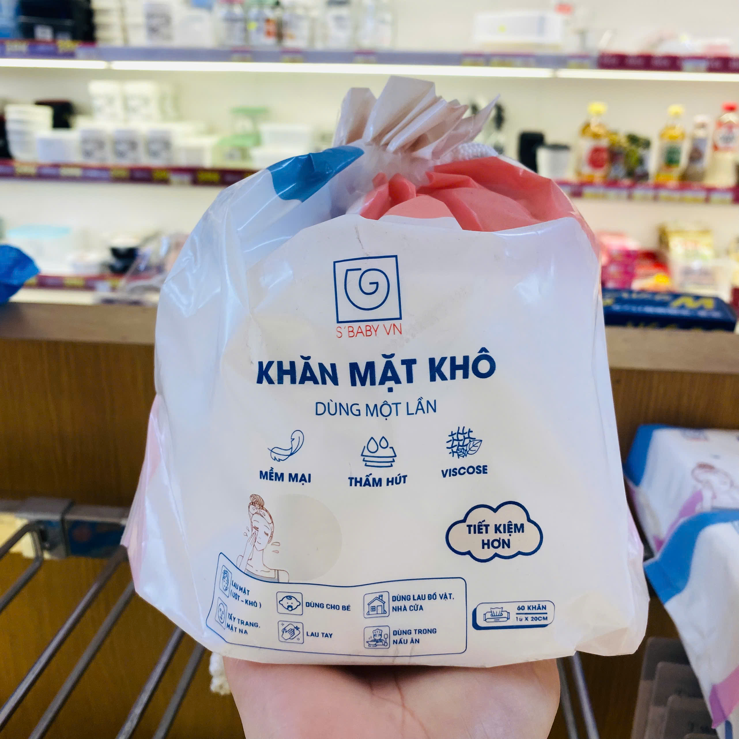 Khăn mặt khô S'BABY 60 tờ (cuộn tròn)