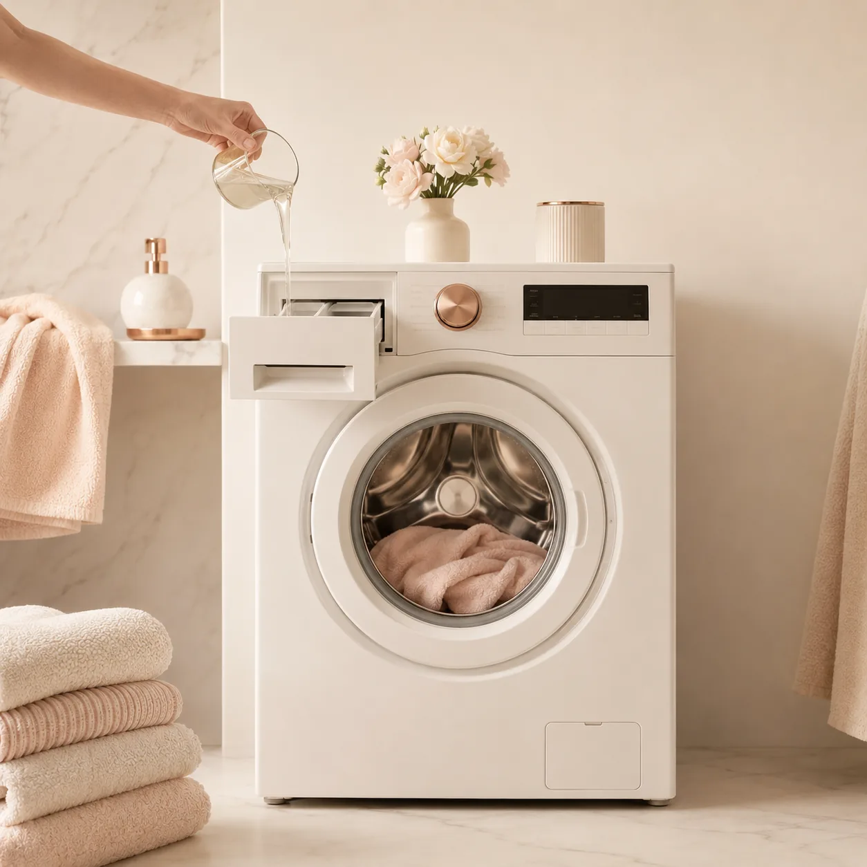 Cho VIEAM vào máy giặt — đổ vào cả ngăn giặt và ngăn xả