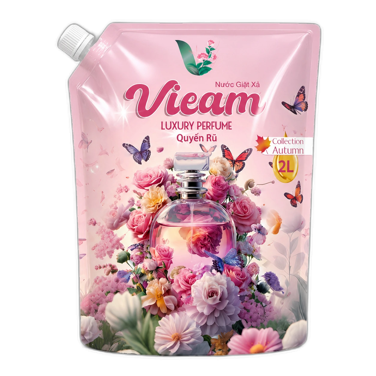 VIEAM Quyến Rũ — nước giặt xả cao cấp hương nước hoa Pháp, túi hồng 2L