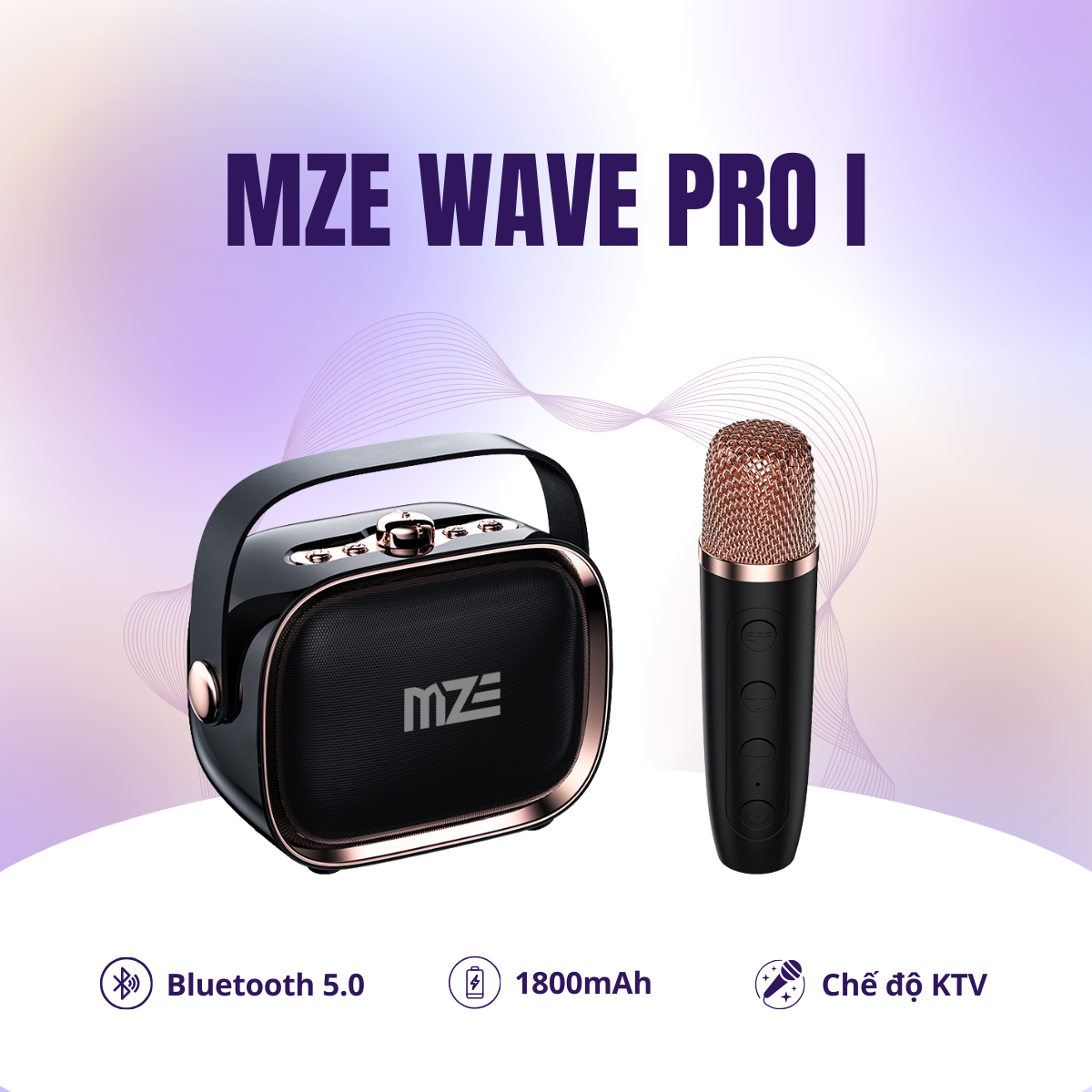 Loa bluetooth mini karaoke MZE Wave Pro I BS01