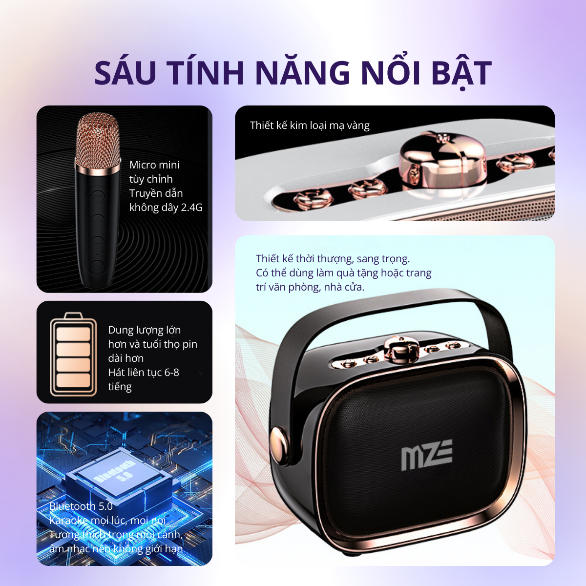 Loa bluetooth mini karaoke MZE Wave Pro I BS01