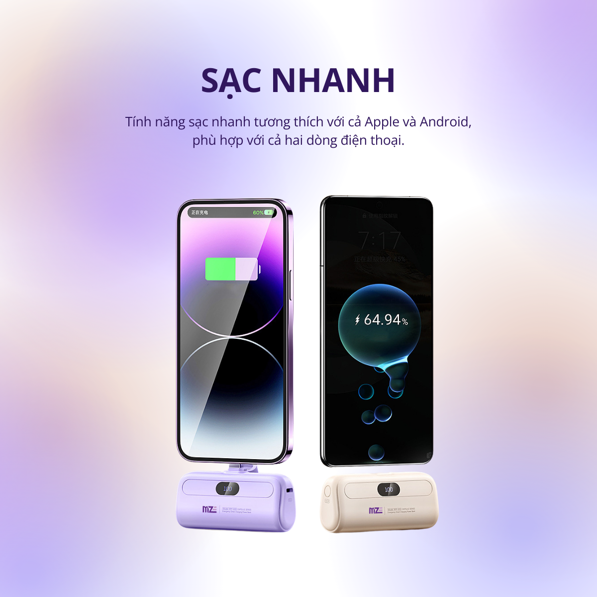 Sạc dự phòng mini không dây MZE Power Plus Go I - BC02, dung lượng 5000mAh