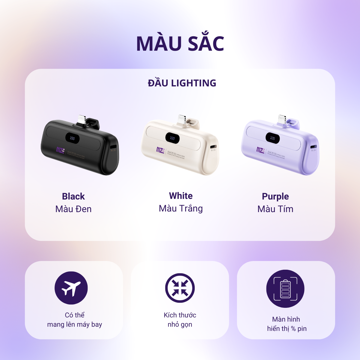 Sạc dự phòng mini không dây MZE Power Plus Go I - BC02, dung lượng 5000mAh